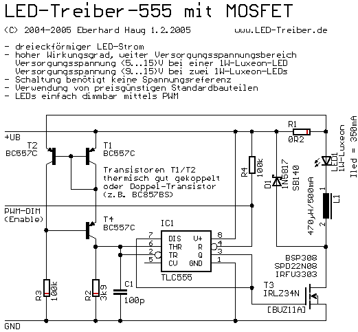 LED-Treiber mit N-Kanal-MOSFET