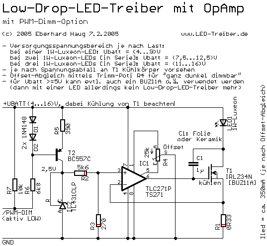 LDO-LED-Treiber mit OpAmp