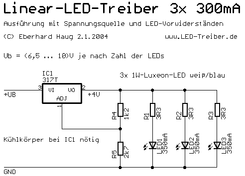 LM317T-Spannungsquell und LED-Vorwiderstände